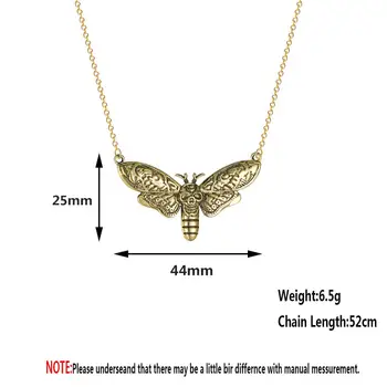 Chandler Starožitné Pozlátené Motýľ Náhrdelník Pre Ženy Mora Hawkmoth Elegantné Choker Retro Lete