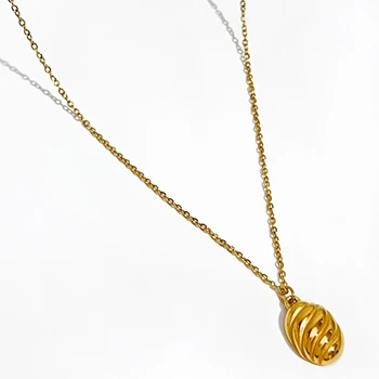 Peri'sbox Tak Roztomilý Zlatá Farba Chlieb Náhrdelník Prívesok Pre Ženy Titánové Ocele Minimalistický Vrstvený Náhrdelník Šperky 2021 Trendy