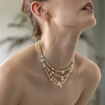 ZMZY Módne Drobné Shell Perlový Náhrdelník Ženy Prispôsobiť Názov Písmena Choker Náhrdelník Collier Femme Šperky Darček Príslušenstvo