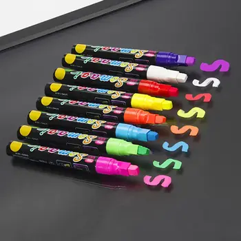 8 8 Farieb Zvýrazňovač Fluorescenčné Kvapaliny Kriedové Značky Neon Pero Pre LED Písanie Rada Tabuľu Skla, Maľovanie Graffiti Office