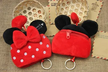 Disney Mickey mouse deti cartoon Oblečenie pre bábiku Kabelku Mince Keychain prívesok taška Plnené paketové plyšové Karty package dieťa Mince taška