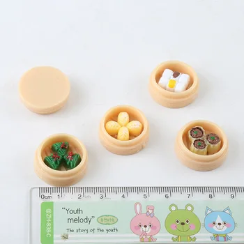 5 ks Simulácia Potravín Parník Miniatúrne Potravín Doll House Kuchyňa Hrať Hračky Živice Mini Vlásenky DIY Príslušenstvo