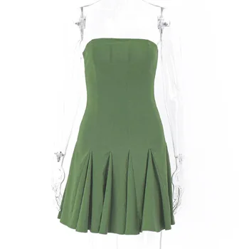 NEONBABIPINK Roztomilý Sexy Zelené Letné Šaty 2022 Ženy Y2k Oblečenie Street Style uzáver Skladaný Mini Šaty N33-CG27