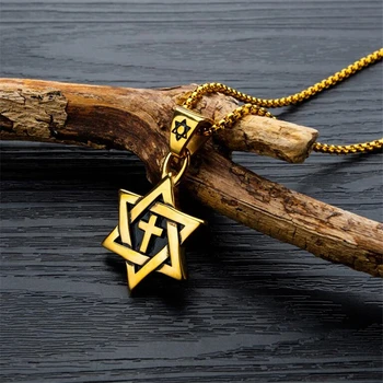 Klasické Vysoko Kvalitné Kovové Židovskej Zlatá Farba Á Hviezda David Cross Prívesok Náhrdelník Amulet Šperky