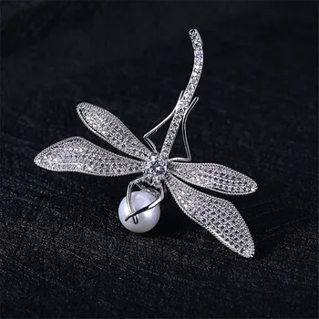 Okily Dragonfly Brošňa S Zirkón Pearl Zvierat Brošňa pre Dámske Oblečenie, Módne Šperky Brošňa Dekorácie