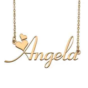 Angela Názov Náhrdelník Personalizované Nehrdzavejúcej Ocele Ženy Choker Pozlátené Abecedy Písmeno Prívesok Šperky Priateľmi Darček
