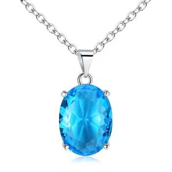 Oválny Prívesok Náhrdelník pre Ženy Clavicle Reťazca Osobnosti Modré Crystal Charms Náhrdelník Šperky, Darčeky