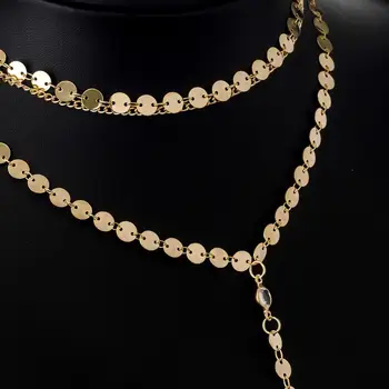 Najnovšie módne šperky príslušenstvo zlatá farba Viacerých vrstiev plechu reťazca s krištáľovo Náhrdelník pre pár milovníkov' N461