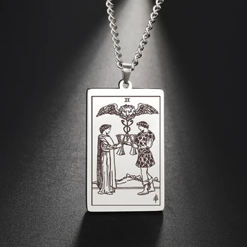 Dawapara Oblek z Poháre Tarot Karty Reťazí Prívesok Vintage Náhrdelník Amulet Náhrdelníky Muži Ženy Nehrdzavejúcej Ocele, Šperky