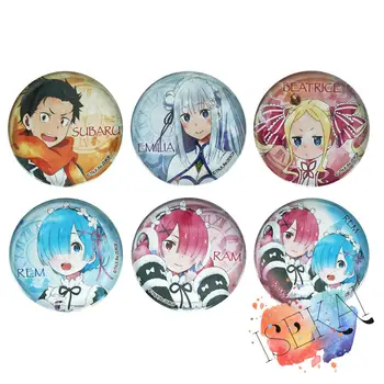 Rezero Anime Rem Ram Natsuki Subaru Emilia Re:Nula kara Hajimeru Isekai Seikatsu Relife Zimné Kovové Odznak Brošňa Kolíky