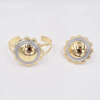 NEW Vysoká Kvalita Ltaly 750 Zlatých 2 farebné Šperky Set Pre Ženy, afriky korálky módny Náramok, PRSTEŇ žid