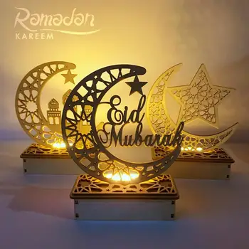 Fengrise Drevené EID Mubarak Dekor 2022 Šťastný Ramadánu Dekor pre Domáce Islamskej Strany Moslimských Dodávky Ramadánu Kareem Eid Al Adha