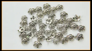 50pcs 8/11 MM Antique Silver Farba Kvetu Petal Konci Dištančné Korálky Čiapky Charms Perličiek Čiapky Pre Šperky, Takže urob si sám