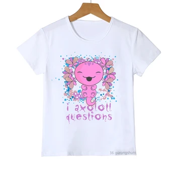 Roztomilý Axolotl Objímanie Srdce-Deti T-Shirt Letné detské Krátky Rukáv Fashion Trend Chlapci Tričko Roztomilé Dievčatá Tshirt Biele Topy