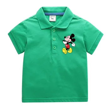 Disney nové detské T-shirt POLO tričko Mickey LOGO cartoon letné detské pletené bavlny priedušná univerzálny T-shirt
