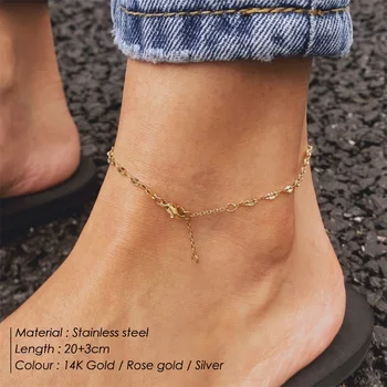 316 Nerezovej Ocele Pery Reťaze Zlatá Farba Anklet pre Ženy Letné Beach Nohy Šperky na Nohu Minimalistický Ponožky Náramok Žena