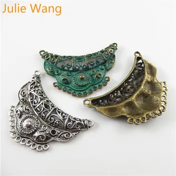 Julie Wang 3KS Antické Bronzové Zelená Strieborná Farba Zliatiny Charms Konektor Prívesok, Náramok, Náhrdelník Príslušenstvo Šperky Robiť