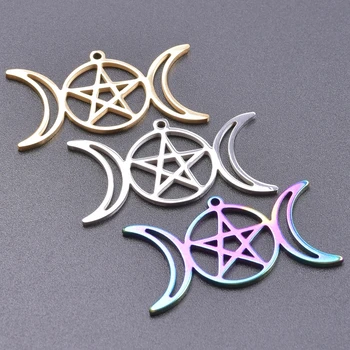 6Pcs/Veľa Wicca Triple Mesiac Pentagram Star Charms Amulet Prívesok Pre Gotické Ženy Šperky, Náhrdelníky, Takže Väčšinu Príslušenstvo