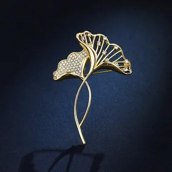 Drahokamu Ginkgo Biloba Brošne Kolíky Šatku Leaf Crystal Brošňa pre Ženy Módne Šperky Darčeky DIY Bouque