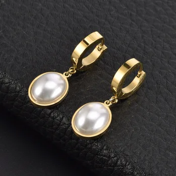 Móda Klasické Svetlo Luxusné Titánové Ocele Kvapky Pearl Náušnice Nosenie Na Spanie, Sprchou Ženy Šperky, Náušnice 2022