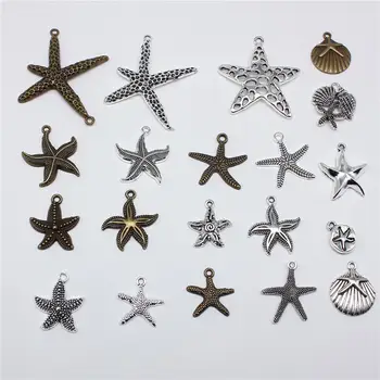 10pcs Charms Morské Hviezdice Antické Bronzové Strieborná Farba Prívesky, Takže HOBBY Ručné Tibetského Striebra Farebné Šperky