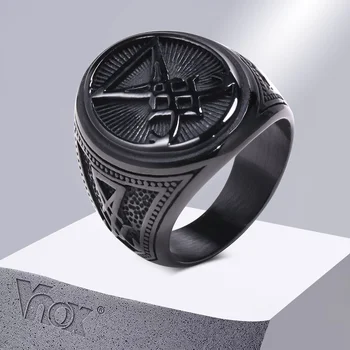 Vnox Sigil Lucifer Krúžky Mužov, Chlapcov Talizman Amulet Darček Šperky,Čierna Nerez Démon Satan Diabol Symbol Signet Ring