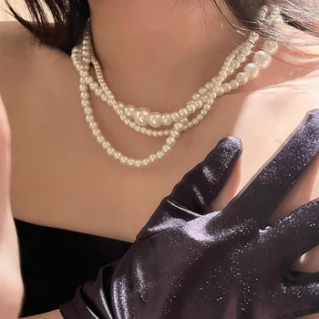 2022 Trend Elegantné Šperky, Svadobné Veľké Perlový Náhrdelník Pre Ženy Módne Biela Imitácia Perly Choker Náhrdelník