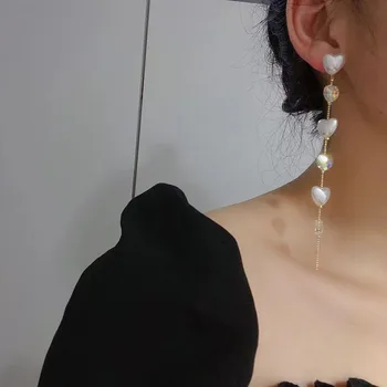 Kórejský Náušnice, Módne Šperky Dlho Lemovaný Srdce Imitácie Perál Brincos Vyhlásenie Náušnice Pre Ženy Pendientes Veľkoobchod