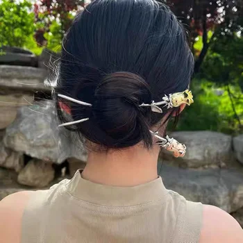 Nové Módne Kovové Ruže Kvet Vlásenky Čínsky Jednoduché Vlasy Palice pre Ženy DIY Účes Dizajn Nástroje, Príslušenstvo, Vlasy Ornament