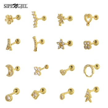 SIPENGJEL 1Piece Kórea Star Ear Piercing, Náušnice pre Ženy, Zlatá Farba Nehrdzavejúcej Ocele Helix Chrupavky Náušnice Telo Šperky