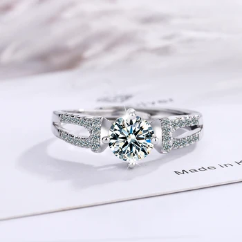 NEHZY pokovovanie Silver nové dámske módne šperky vysokej kvality Cubic Zirconia duté štyri-pazúr otvorte veľkosť prsteňa nastaviteľné