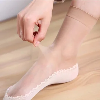 20pcs=10 Párov Jar Leto Ženy Mäkké, Tenké Ponožky Hodváb Ponožky Non-Sklzu Spodnej Spájať Módne Transparentné Dámy Priedušné Ponožky