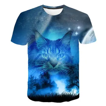 2021 Nové Nadrozmerné T-shirt Muži/Ženy 3D tričko Tlač Dve Mačky Krátky Rukáv Cute cat Letné Topy O-Neck Tričká Veľkosť 100-6XL