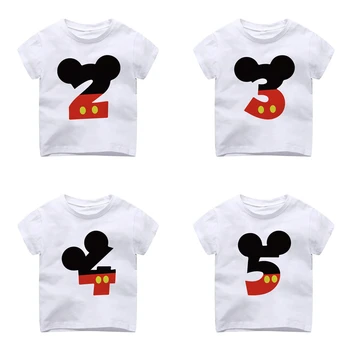 Deti T-shirt 3-12 Rokov, Chlapci A Dievčatá Narodeninám Lete Bežné 1-9 Mickey Mouse Tlač Batoľa detský Top T-shirts
