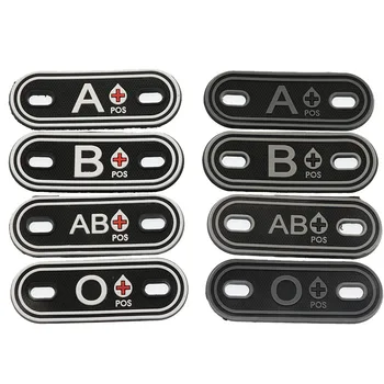 3D A + B + AB + O + Šnúrky Krvi Typ Spony Prívesok PVC nálepky Nálepky Outdoorové Oblečenie Zips ozdobná šnúrka na uniforme Morálne Taktiky Odznak