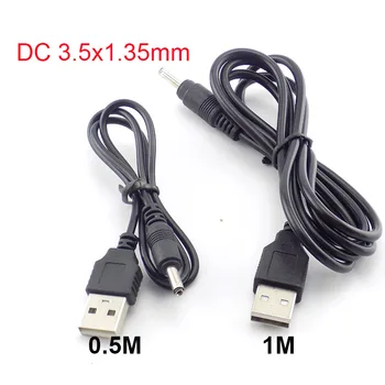 5V USB DC Napájací Kábel 3.5mmx1.35mm Nabíjačka Nabíja Drôt pre Nabíjateľné 18650 Batérie pre Horák Svetlomet Baterka