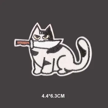 4.4*6.3 CM/12PCS Cartoon Žehlička Na Patch Mačka S Nožom Výšivky Nášivka Odznak Taviteľné Nálepky Oblečenie Thermoadhesive Záplaty