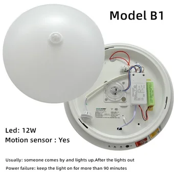 LED, 12W núdzové svetlo lampy požiarne núdzové svetlo securtiy pohybu, zvuku hlasu senzorov stropné svietidlo