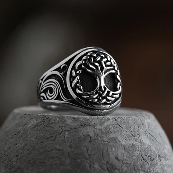 316L Nerezovej Ocele Módne Strom Života Signet Ring Klasické Mužov Viking Amulet Krúžky Nordic Šperky Priateľ Dar
