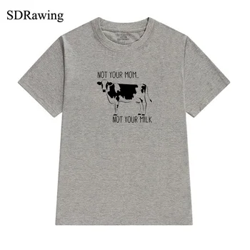 Nie tvoja mama nie mlieku tlač bavlna Vegetariánska, Vegánska tričko pre ženy Grafické Tees Lumbálna Tumblr topy drop shipping