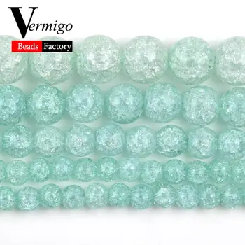 Prírodný Kameň Korálky Malachit Zelený Sneh Krakovaný Crystal Korálky 6 8 10 12 mm Minerálny Kameň Pre Šperky, Takže Diy Náramky 15