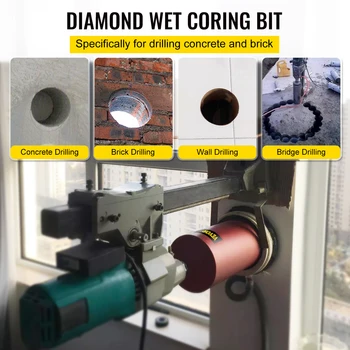 VEVOR Diamond Core vrtáka 450 mm Dĺžka 5/4in Univerzálny Závit Otvoru Frézy pre Vŕtanie Betónu Murované z Mramoru w/ Kotúč