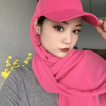 Nový Športový Štýl Moslimských Dievčat Sun Block Bežné Hijabs S Šiltovky