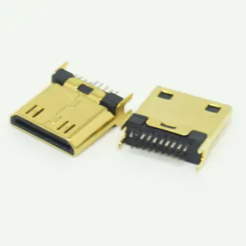 10pcs Mini Pozlátené HDMI 1,6 mm 19Pin PCB Šasi SMD Pätica Mužov Zapojte Konektor