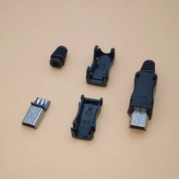 10sets Mini Usb 4 v 1 Typ 5Pin Zváranie Muž Pripojte Konektor Adaptéra Black Pre Druhy urob si sám