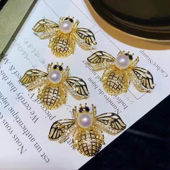 Roztomilý Bee Brošňa Pin Držiaky Base Zistenia Ženy Šperky Nastavenia Diely pre Perly, Korálky, Kamene, Kryštály Achát Koralové