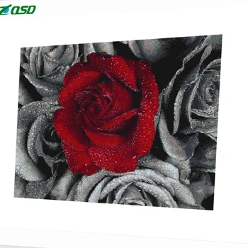 AZQSD DIY Diamond Maľovanie Červená A Čierna Plný Vrták Diamond Výšivky Mozaiky Rose Obraz Kamienkami Domáce Dekorácie