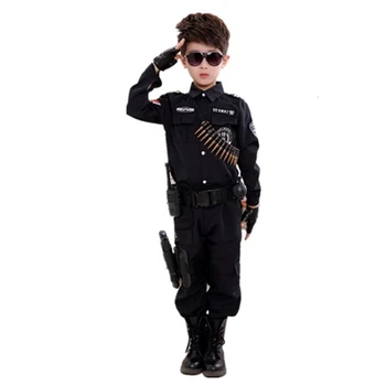 Chlapci Policajti Kostýmy Detí Cosplay pre Deti Armády, Polície Jednotné Oblečenie Set sa Dlhý Rukáv Boj Výkon Uniformy