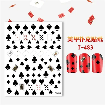 1 List 3D Poker Hra, Lepidlo na Nechty, Nálepky, Hracie Karty, Dizajn, Dekorácie Manikúra List Srdce Jazdcov pre Nail Art Obtlačky