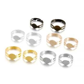 50PCS/veľa Pozlátené Krúžky Nastaviteľné Prázdny Krúžok Nastavenia poznatky Pre DIY Módne Šperky Prstene, Takže Príslušenstvo